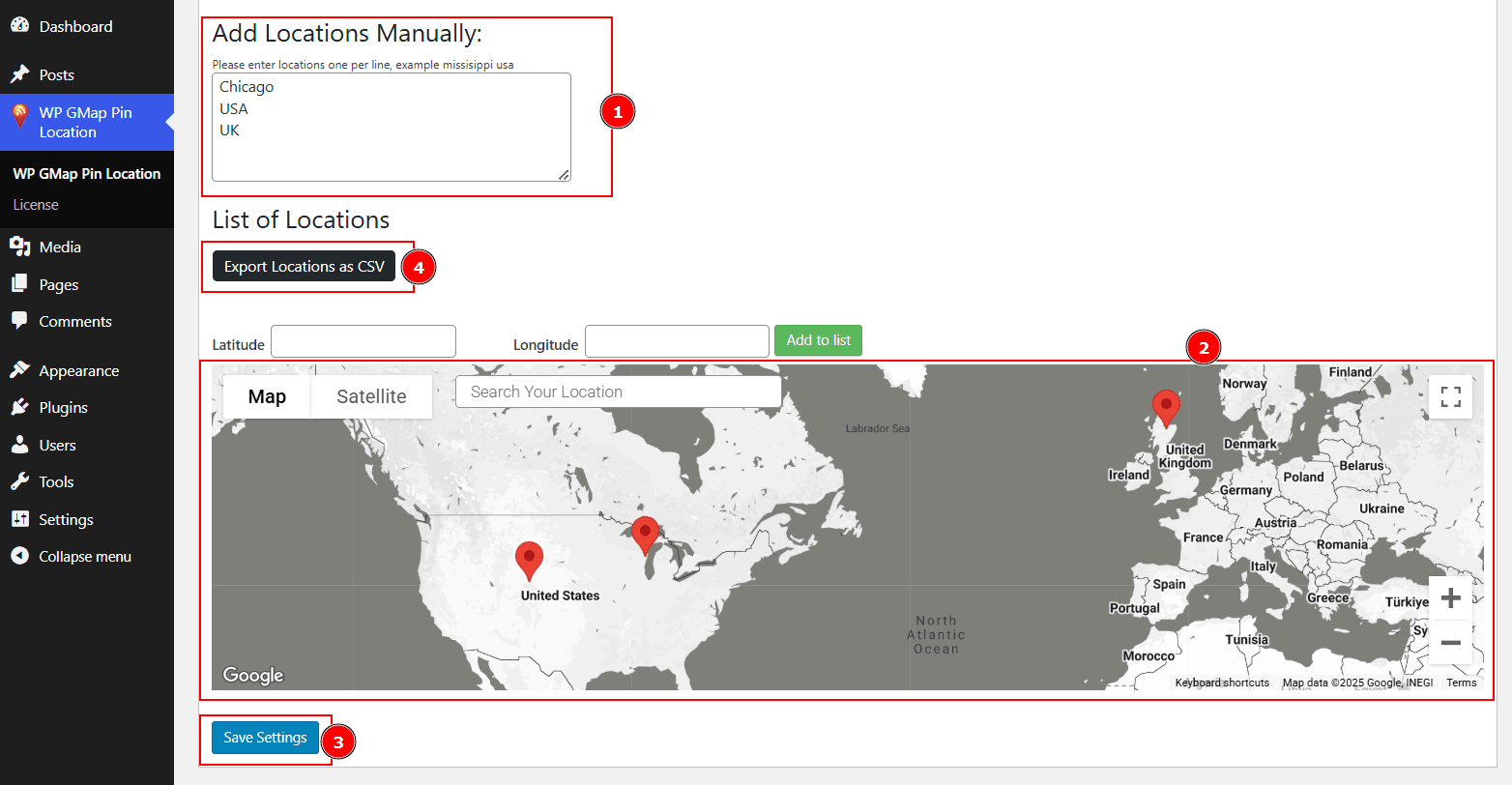 Adding Locations Manually and Exporting