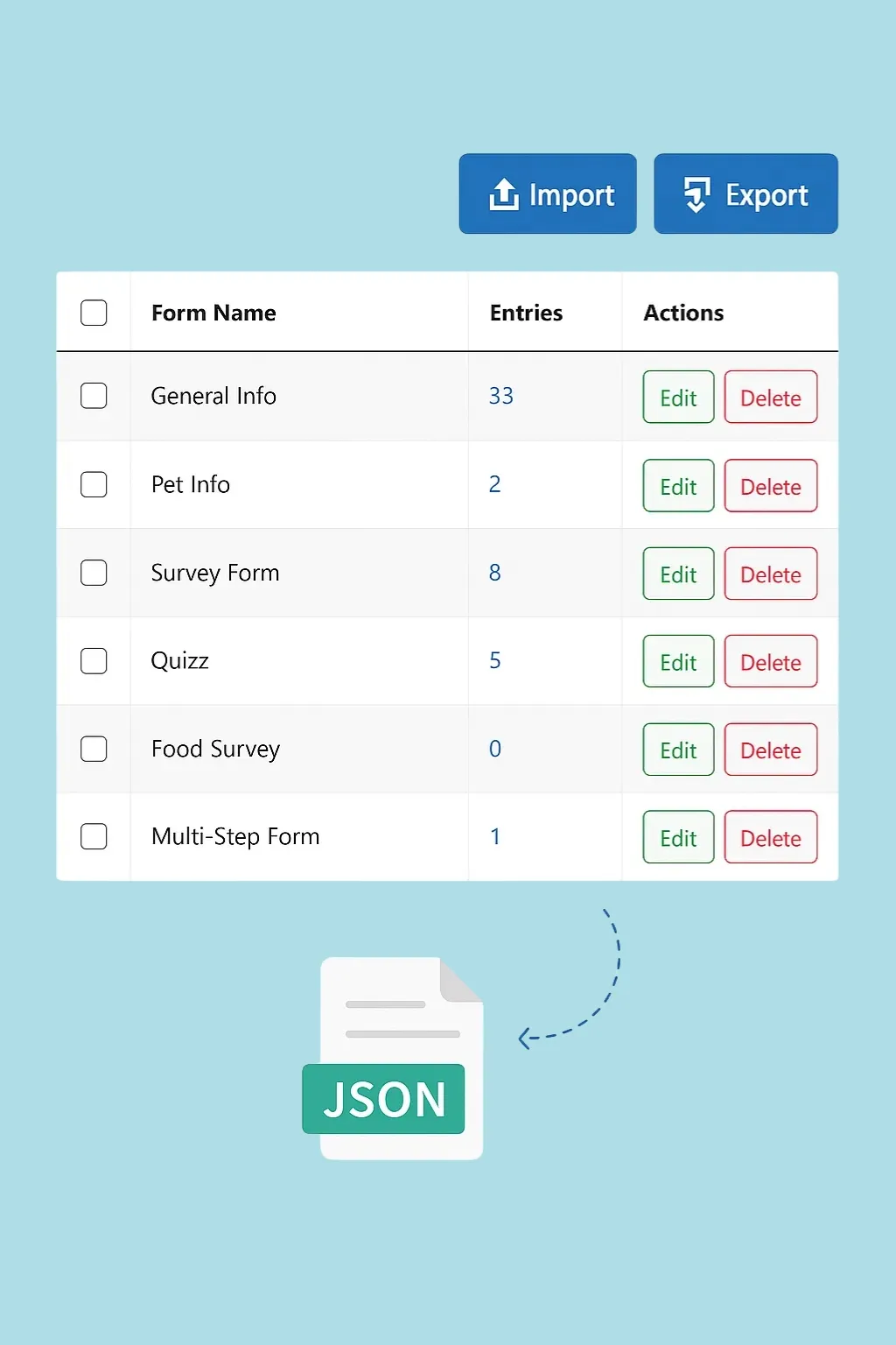 import & export Feature import & export Feature